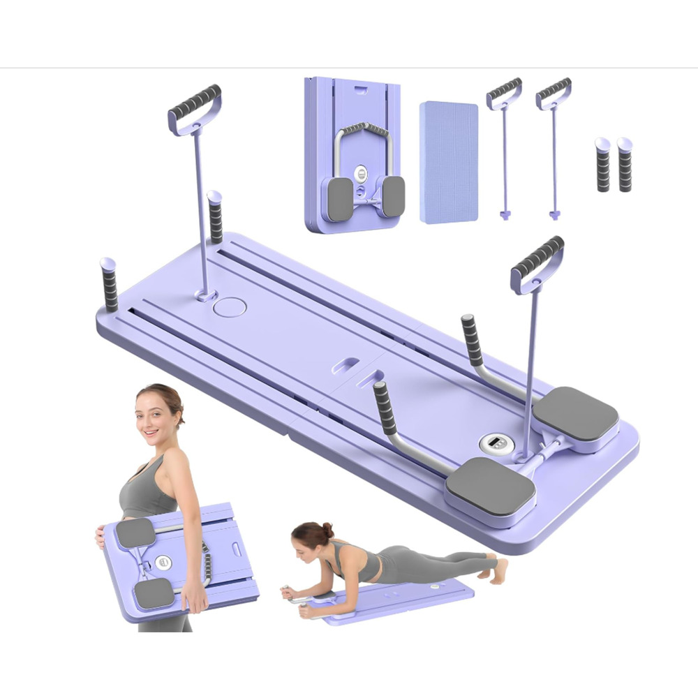 5 in 1 Pilates Sliding Board Set, Multi-Purpose Foldable Pilates Purple